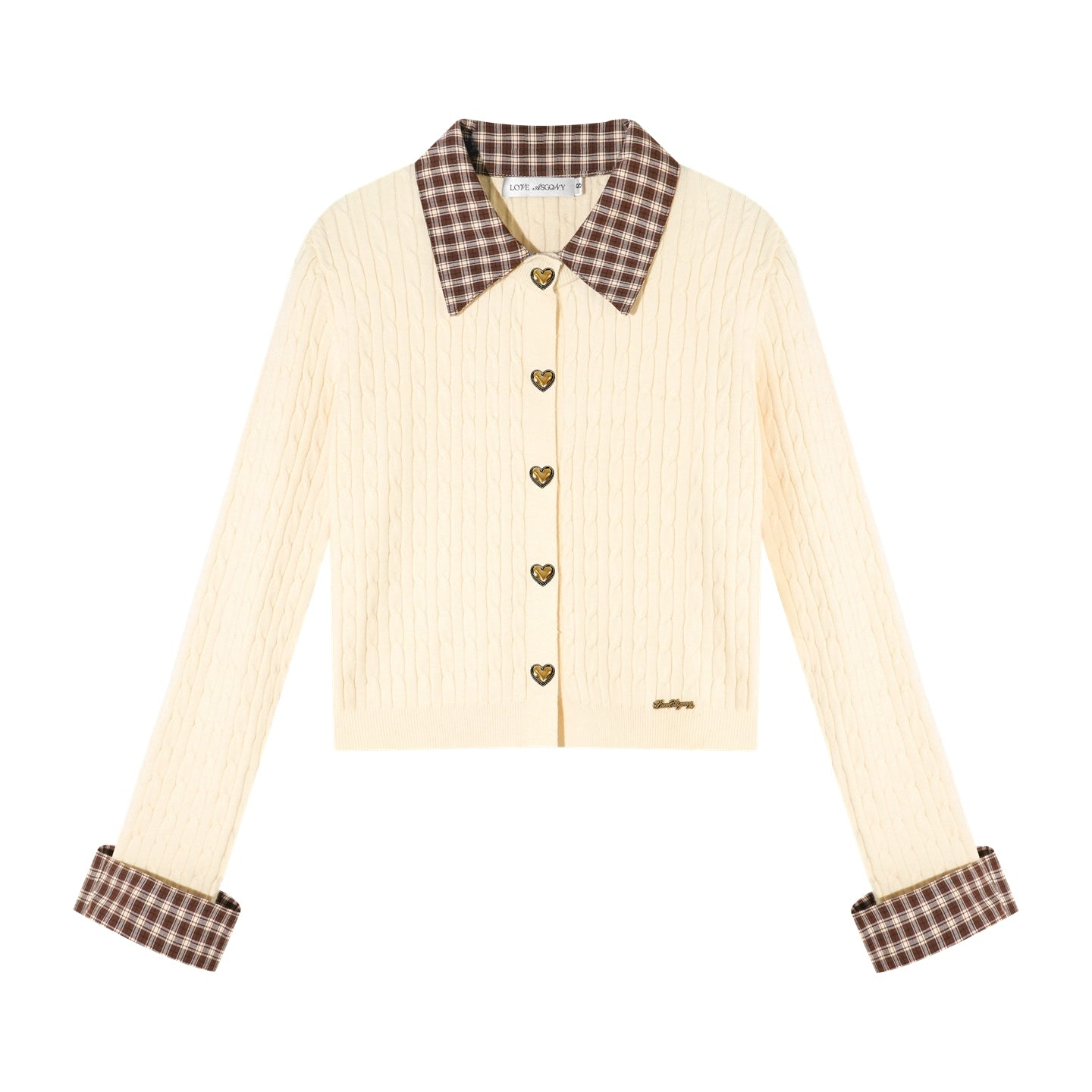 Wool Blend Plaid Patchwork Cable Knit Cardigan