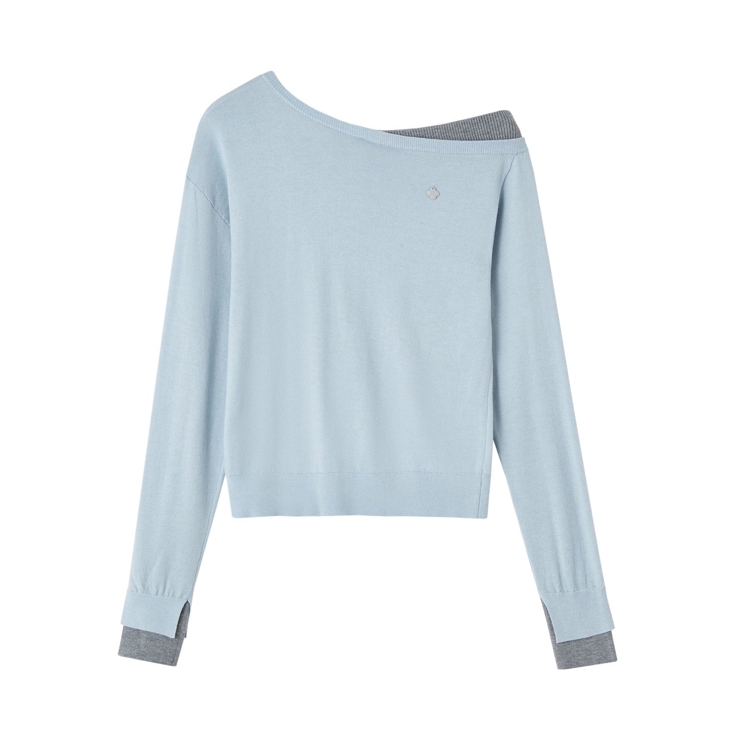 Contrast Asymmetric Layered-Look Sweater
