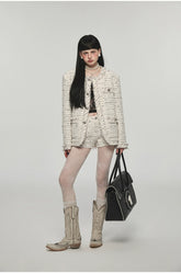 White Tweed Jacket & Shorts Set - CHINASQUAD