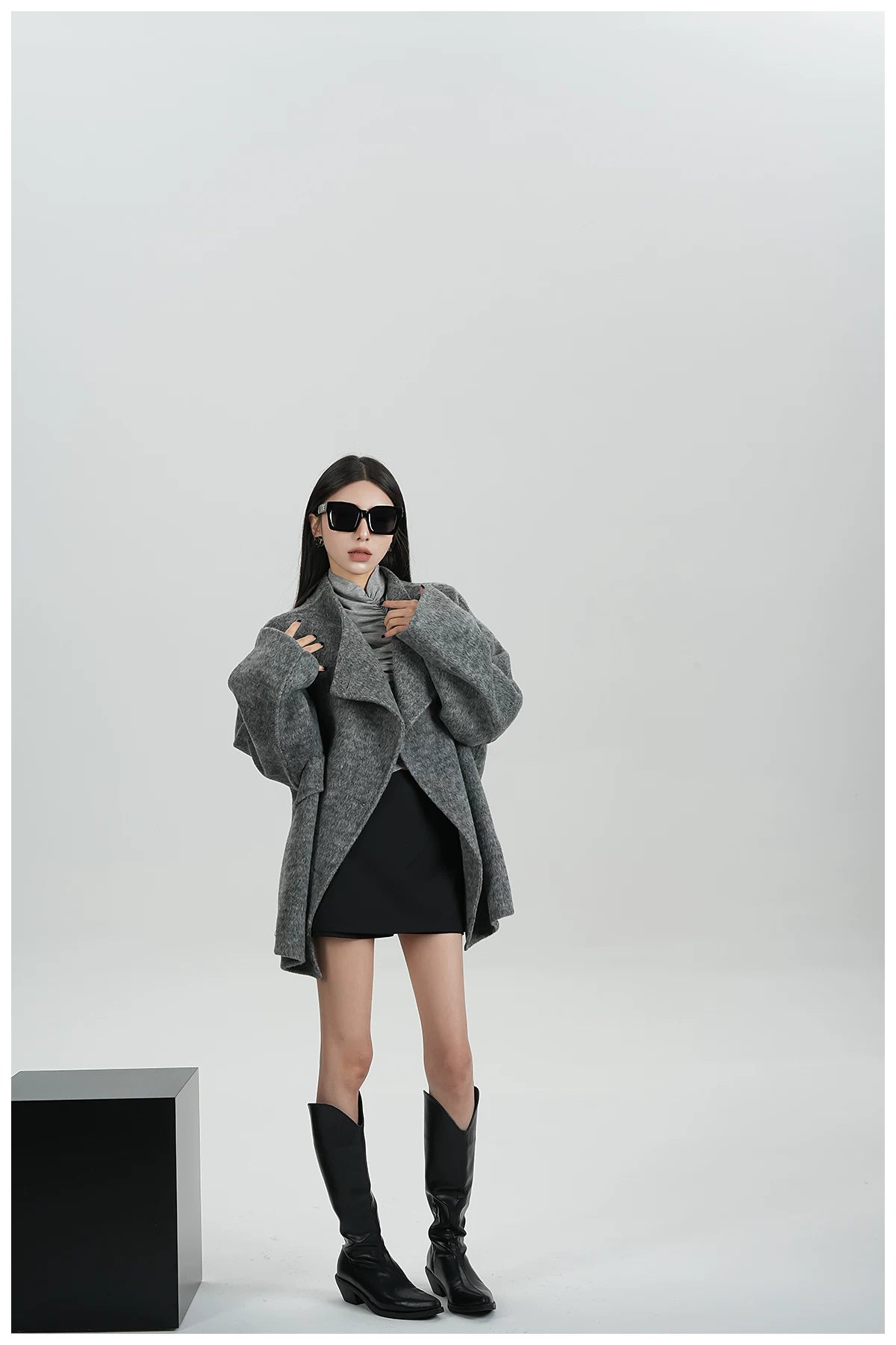 Double-Faced Wool Cape Jacket