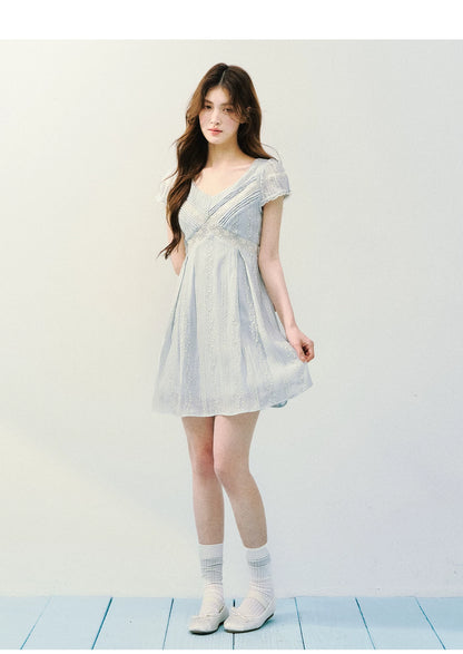 Vintage Lace Panel V-Neck Dress