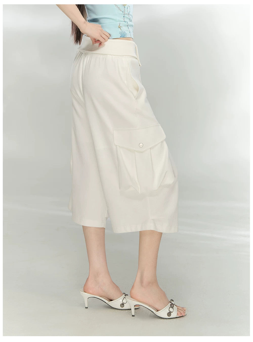 Waffle Knit Cargo Cropped Trousers