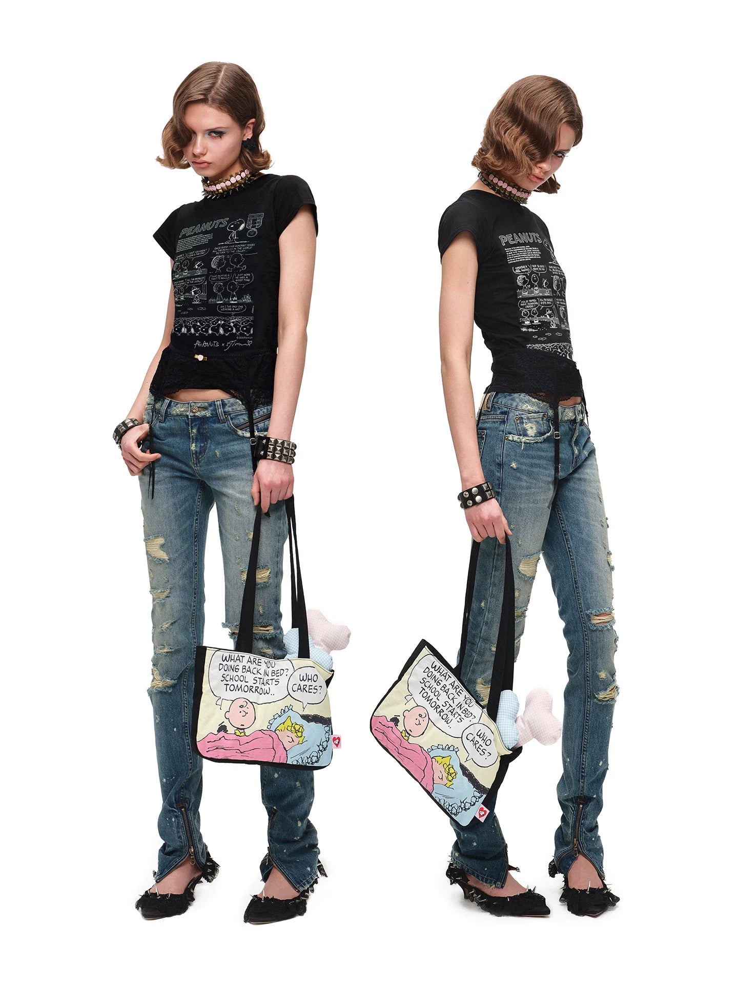 Classic Blue Distressed Slim-Fit Tapered Jeans