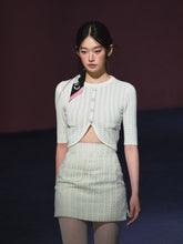 Woolen Knit Cardigan & High-waisted Tweed Skirt Set - CHINASQUAD