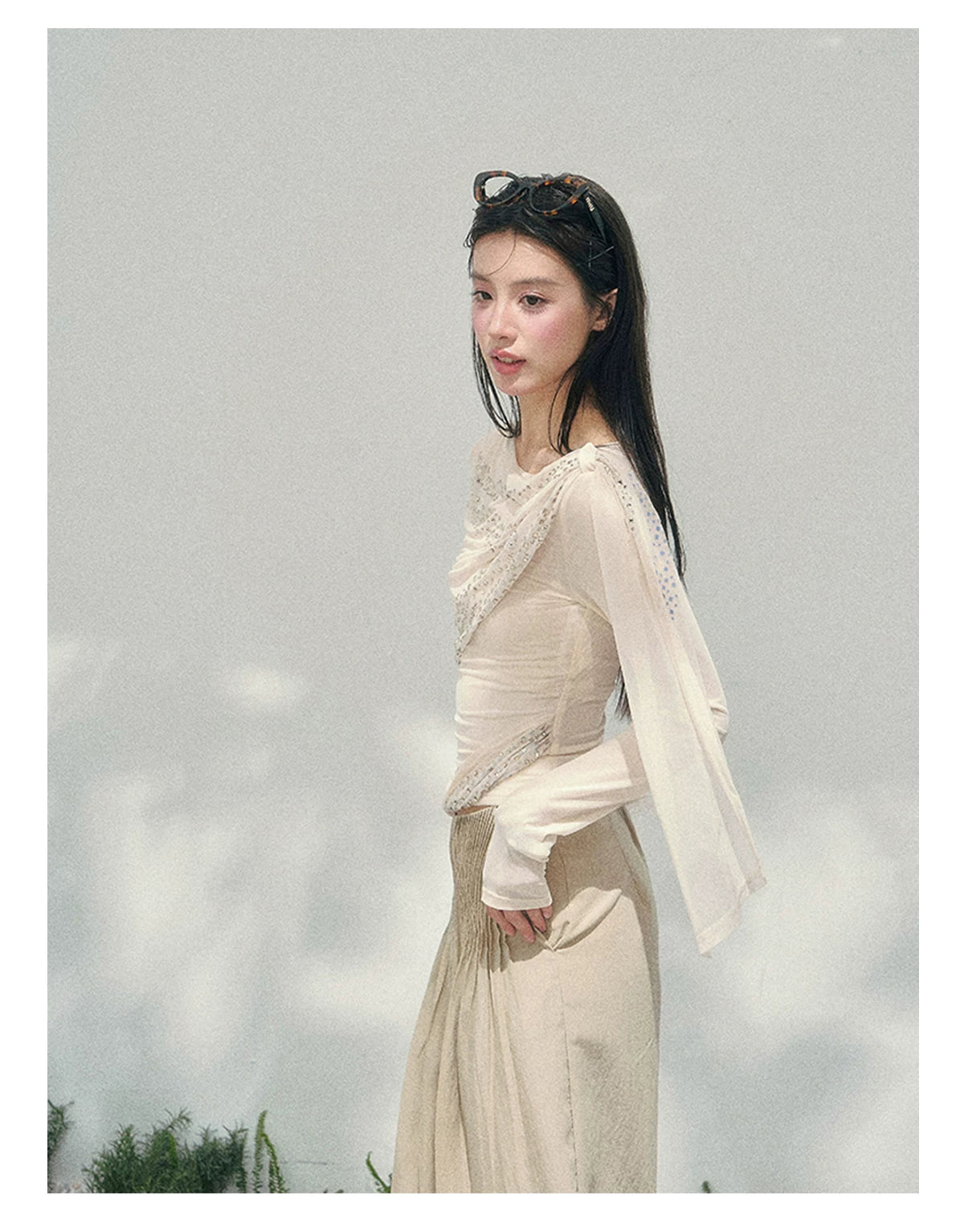 She Kissed Frost Rhinestone Sheer Top