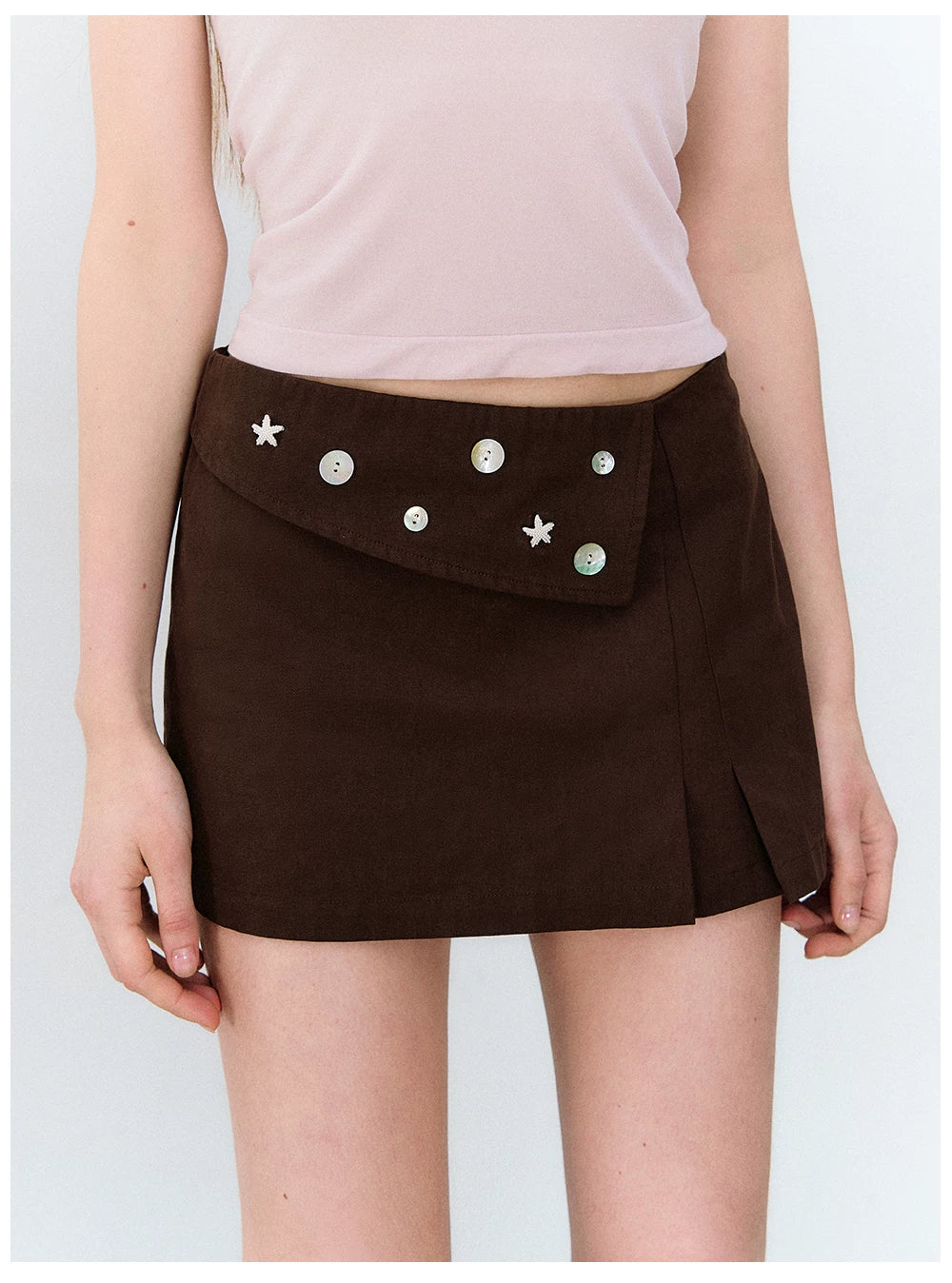 Brown Tone Starburst Asymmetric Skirt