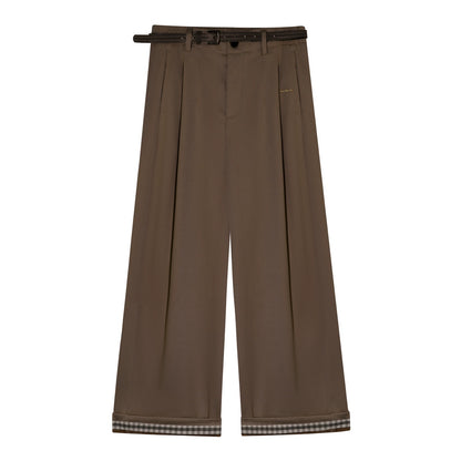 Fleece-Lined Relaxed Belted Trousers