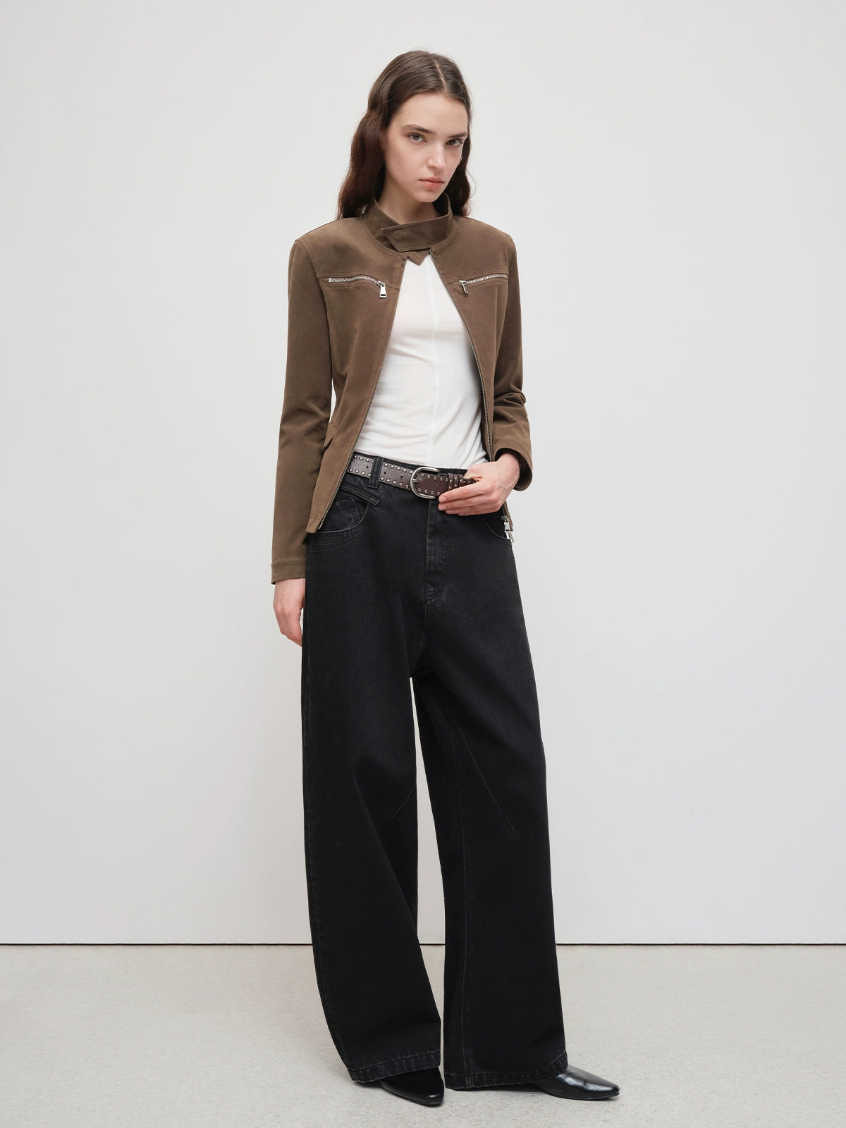 Washed Vintage Tapered Wide-Leg Denim Jeans