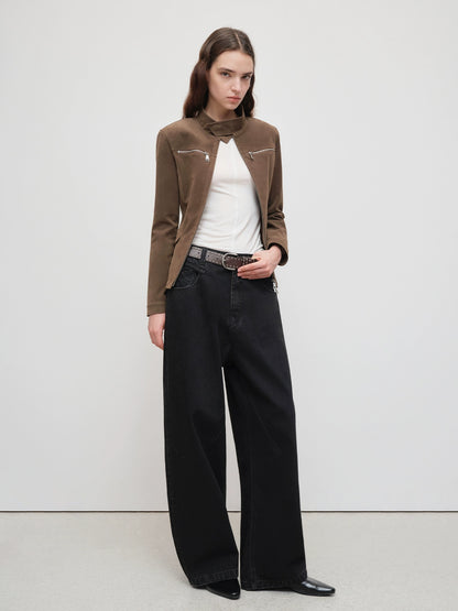 Washed Vintage Tapered Wide-Leg Denim Jeans