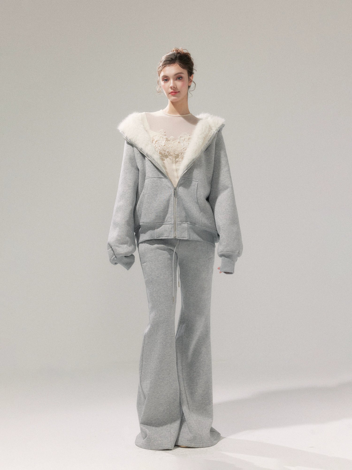 Hooded Fleece Jacket &amp; Plush Sweatpants Set