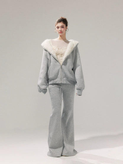 Hooded Fleece Jacket &amp; Plush Sweatpants Set