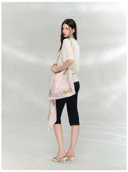 Oversized Printed Linen-Blend T-Shirt