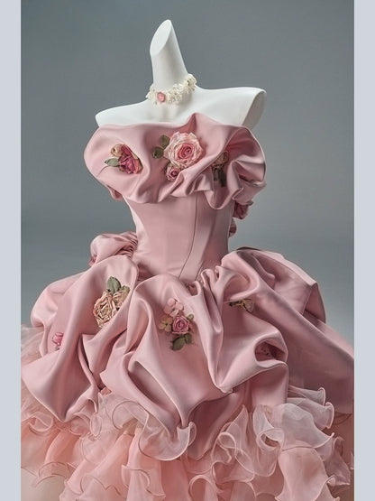 Peach Coco Sculpted Couture Ball Gown
