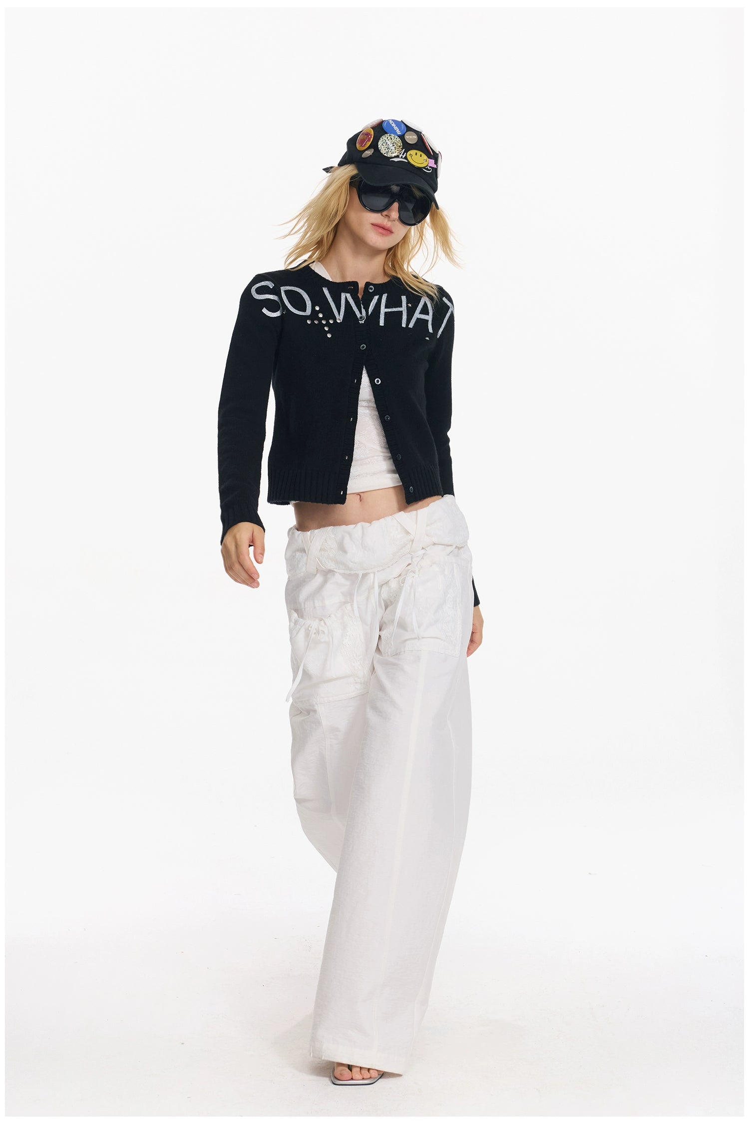 Soft Wool Punk Letter Knit Cardigan