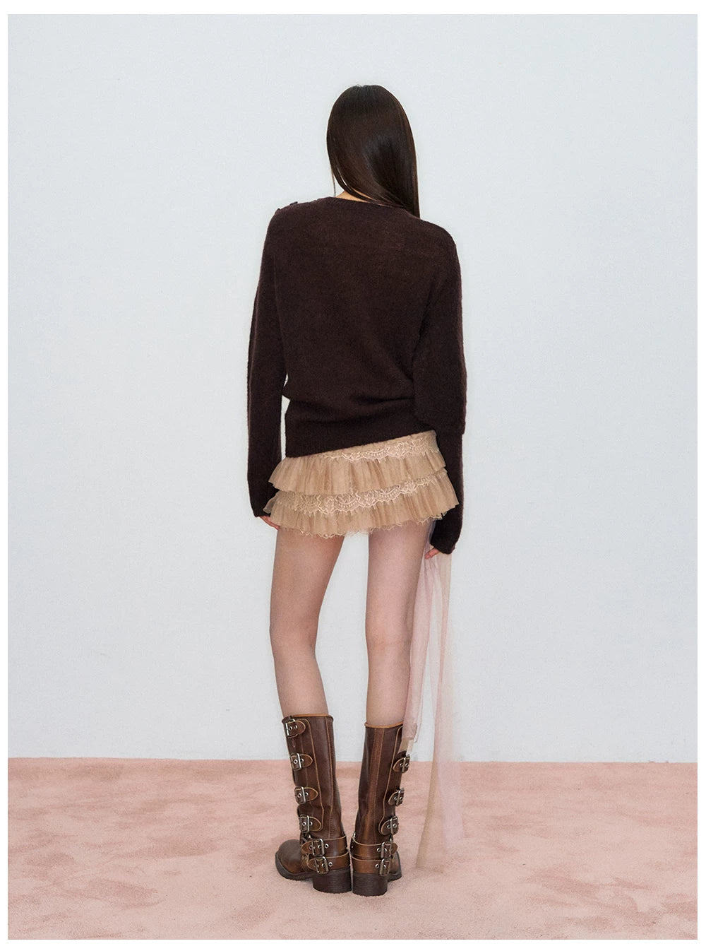 Shawl-Collar Relaxed Wool Knit Sweater