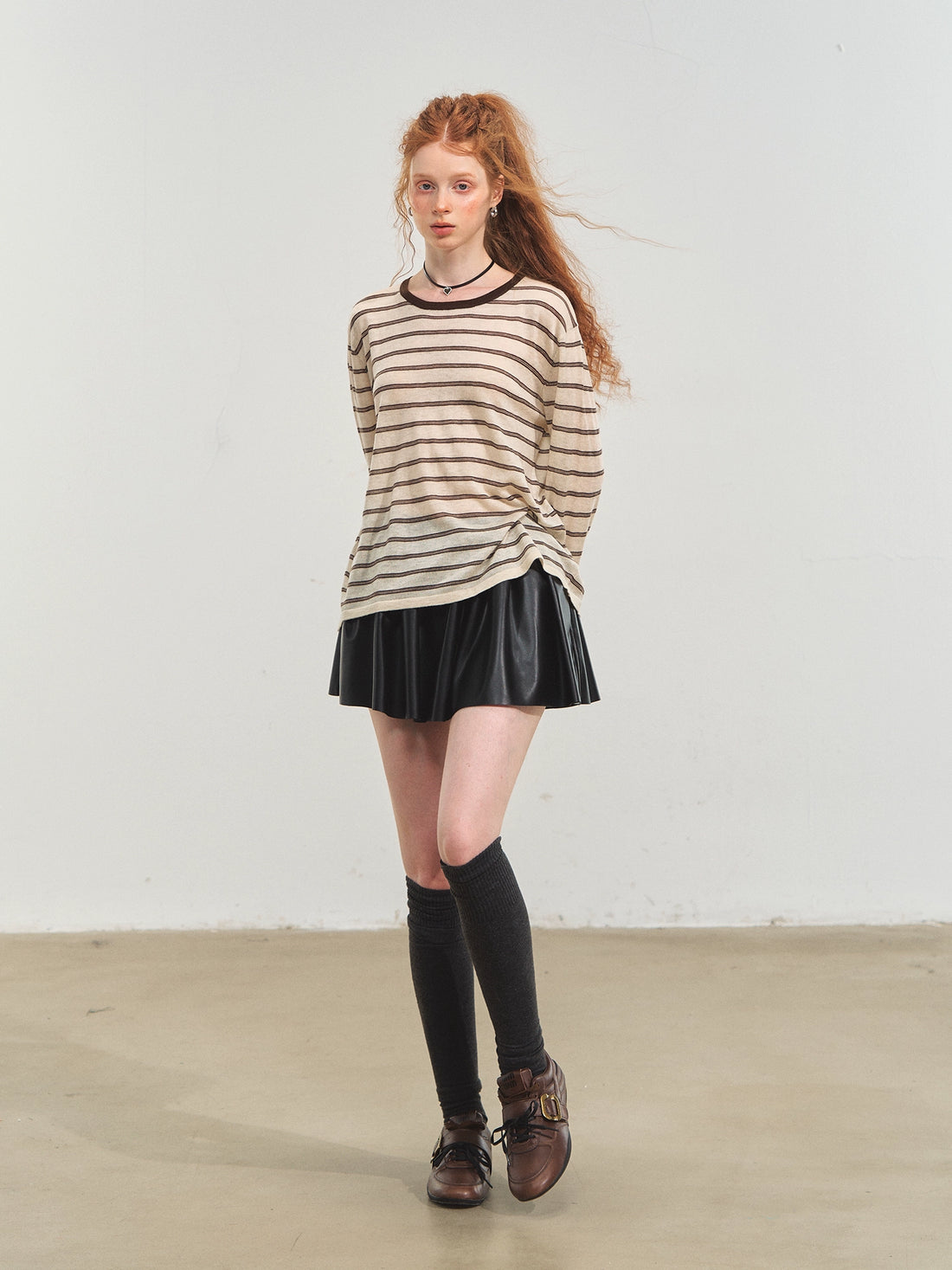 Retro Stripe Versatile Knit T-Shirt