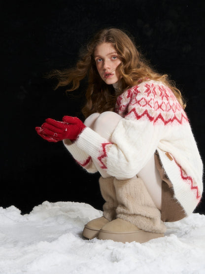 Lambswool Cable-Knit Crewneck Sweater