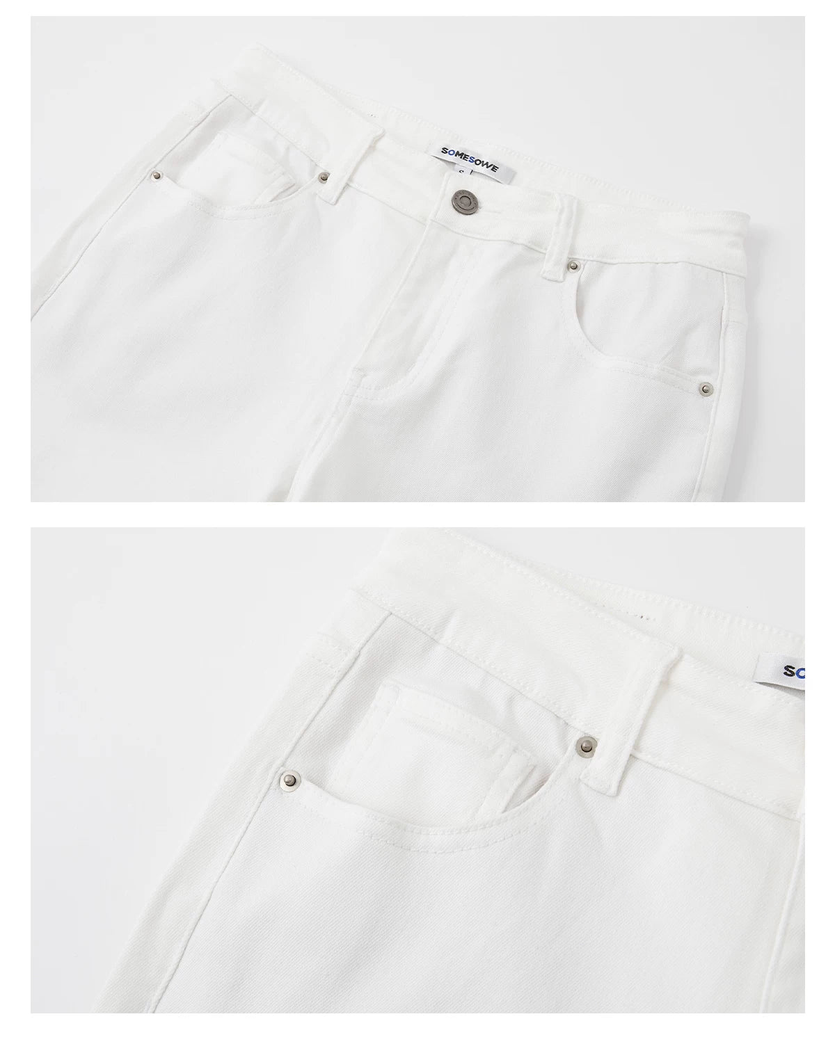 Cloud Stretch Straight-Leg White Denim Jeans