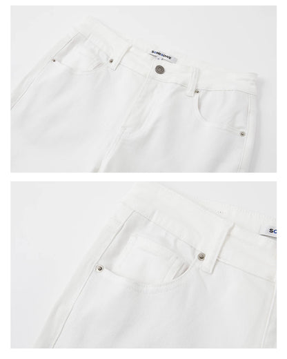 Cloud Stretch Straight-Leg White Denim Jeans