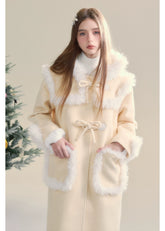 Cream Yellow Long Woolen Coat - CHINASQUAD