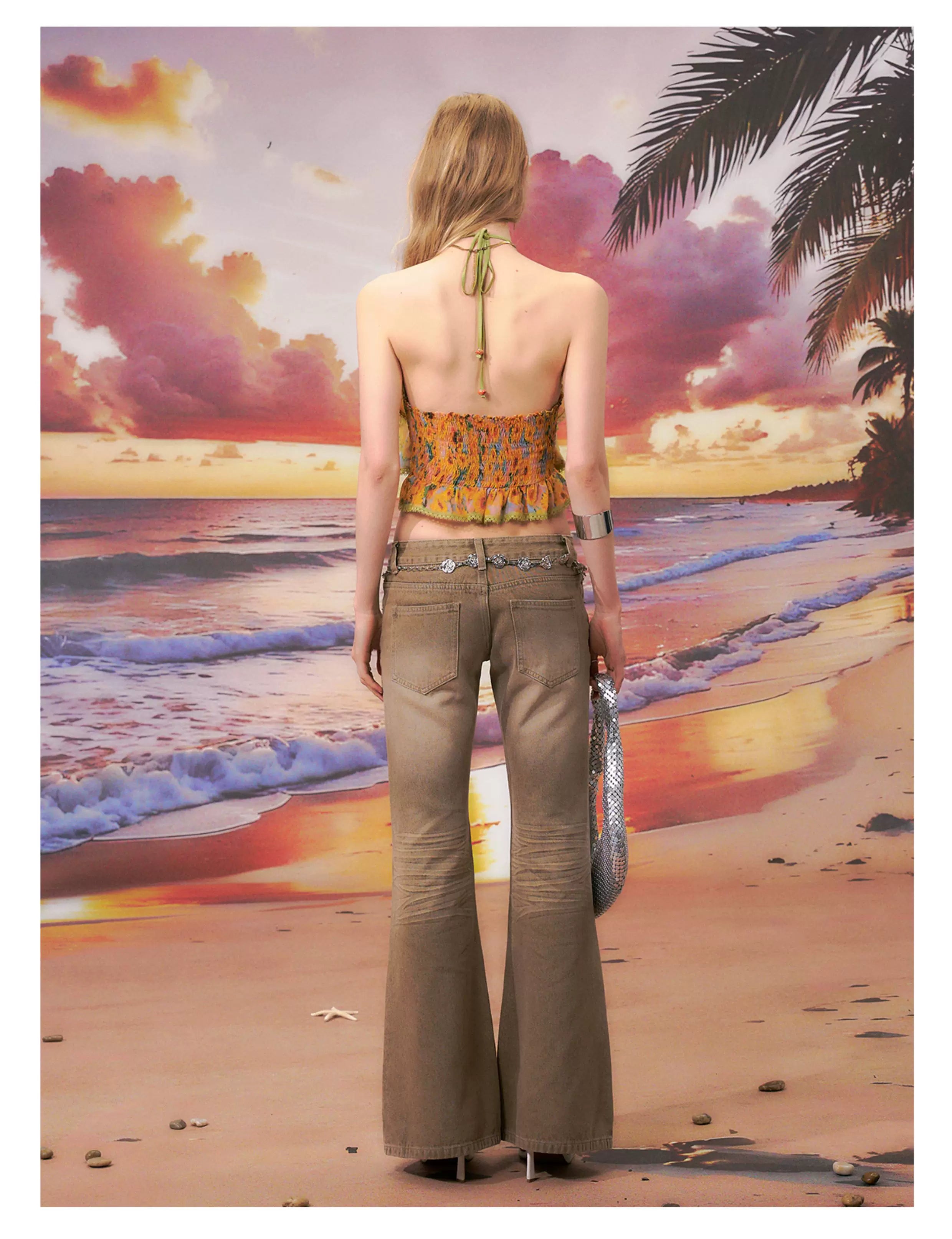 Floral Halter Backless Camisole