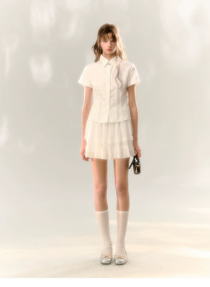 White A-line Mini Skirt - CHINASQUAD