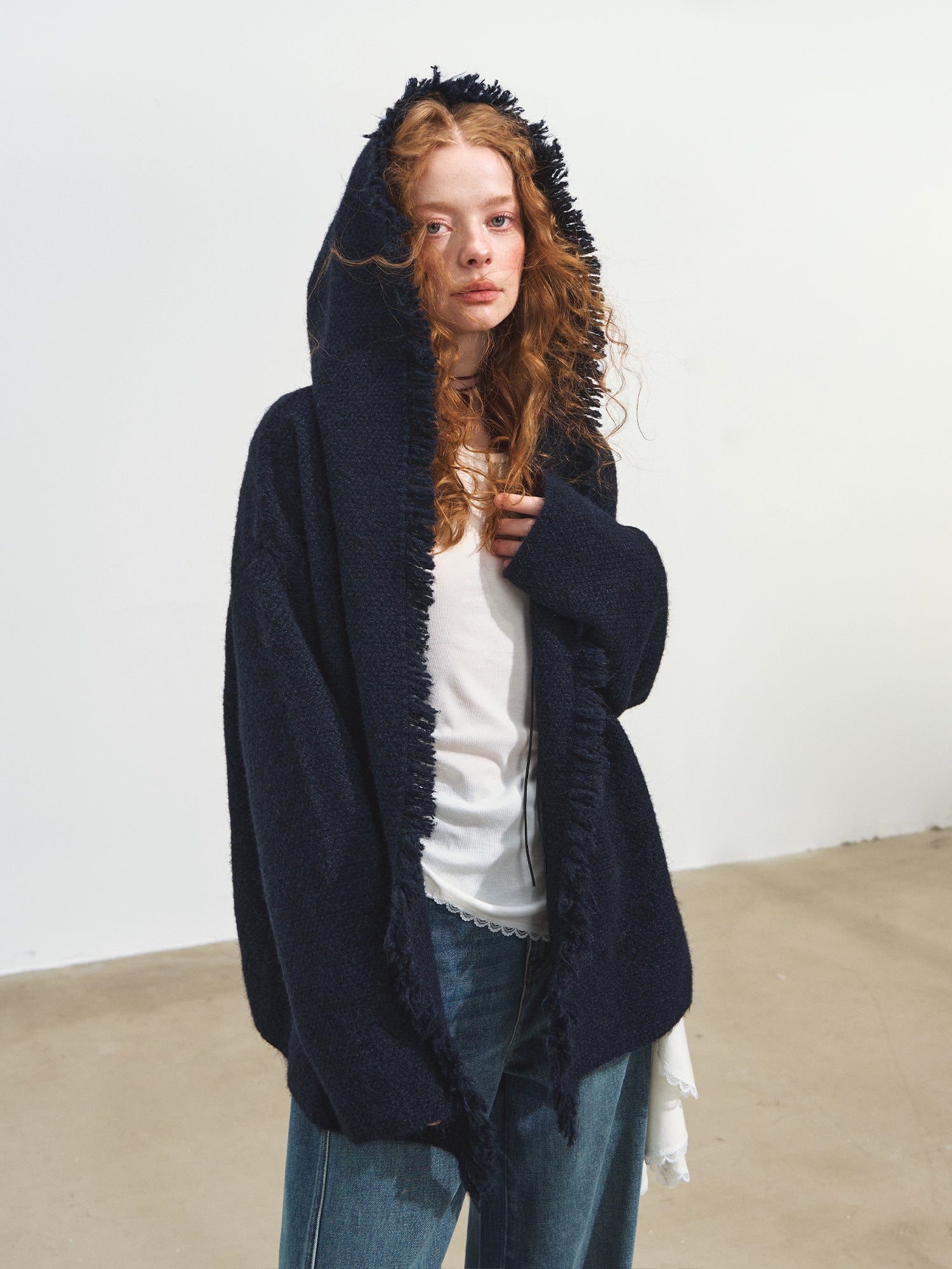Fringed Hooded Cardigan