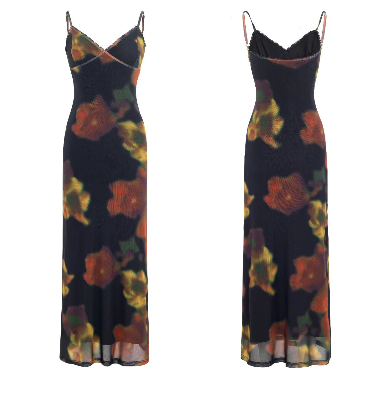 Vintage Printed Spaghetti-Strap Dress