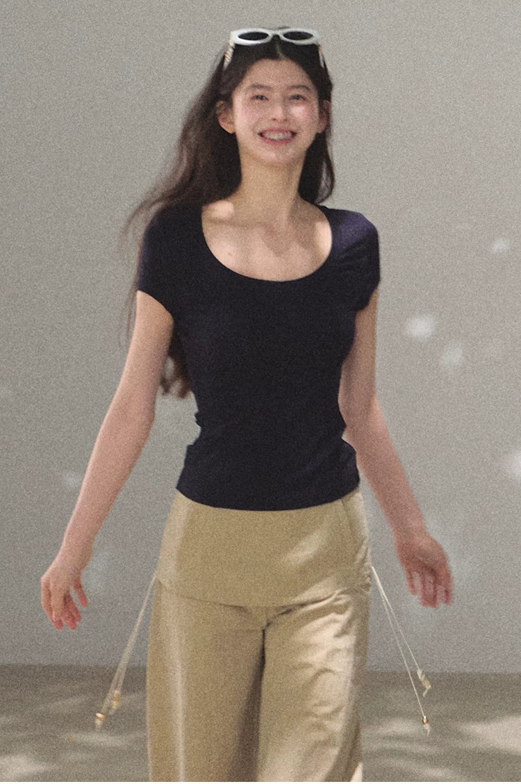 Radiant Muse Lyocell U-Neck Slim-Fit T-Shirt