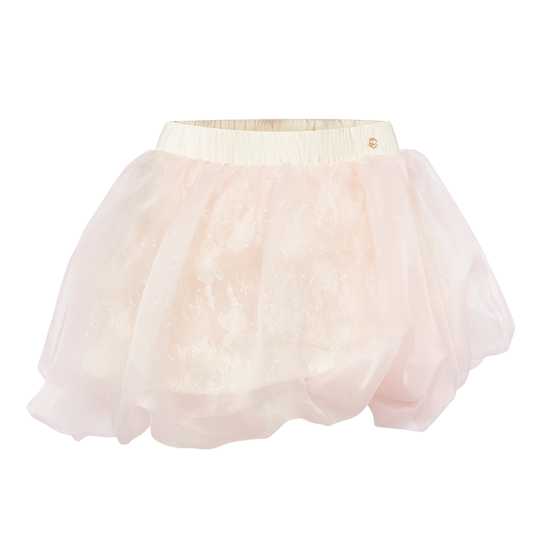 Puff Skirt &amp; V-Neck Bandeau Two-Piece Set