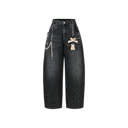 Vintage Curved-Leg Denim Jeans