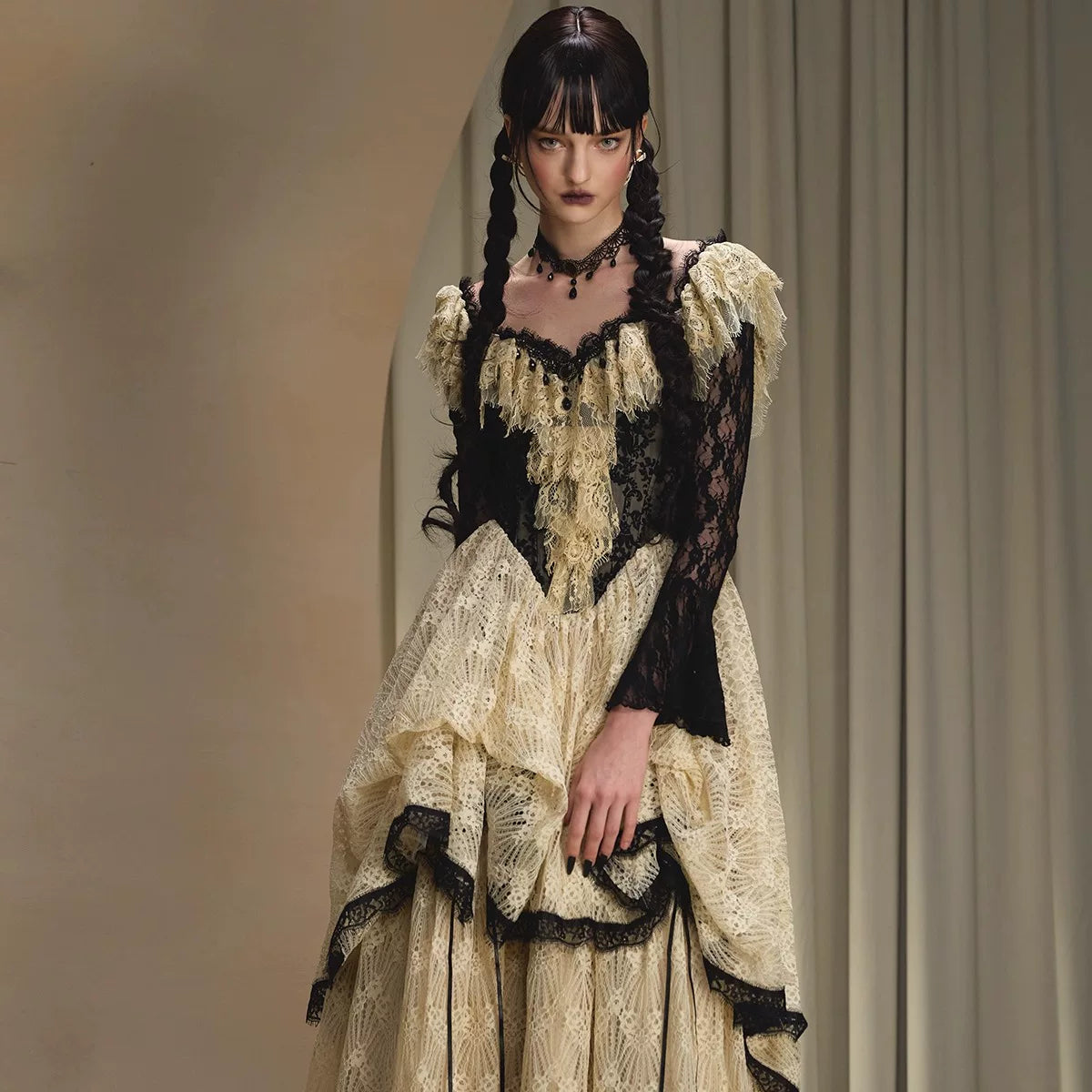 Lacemade Wednesday Vintage Corset Waist Evening Dress Black / Xs
