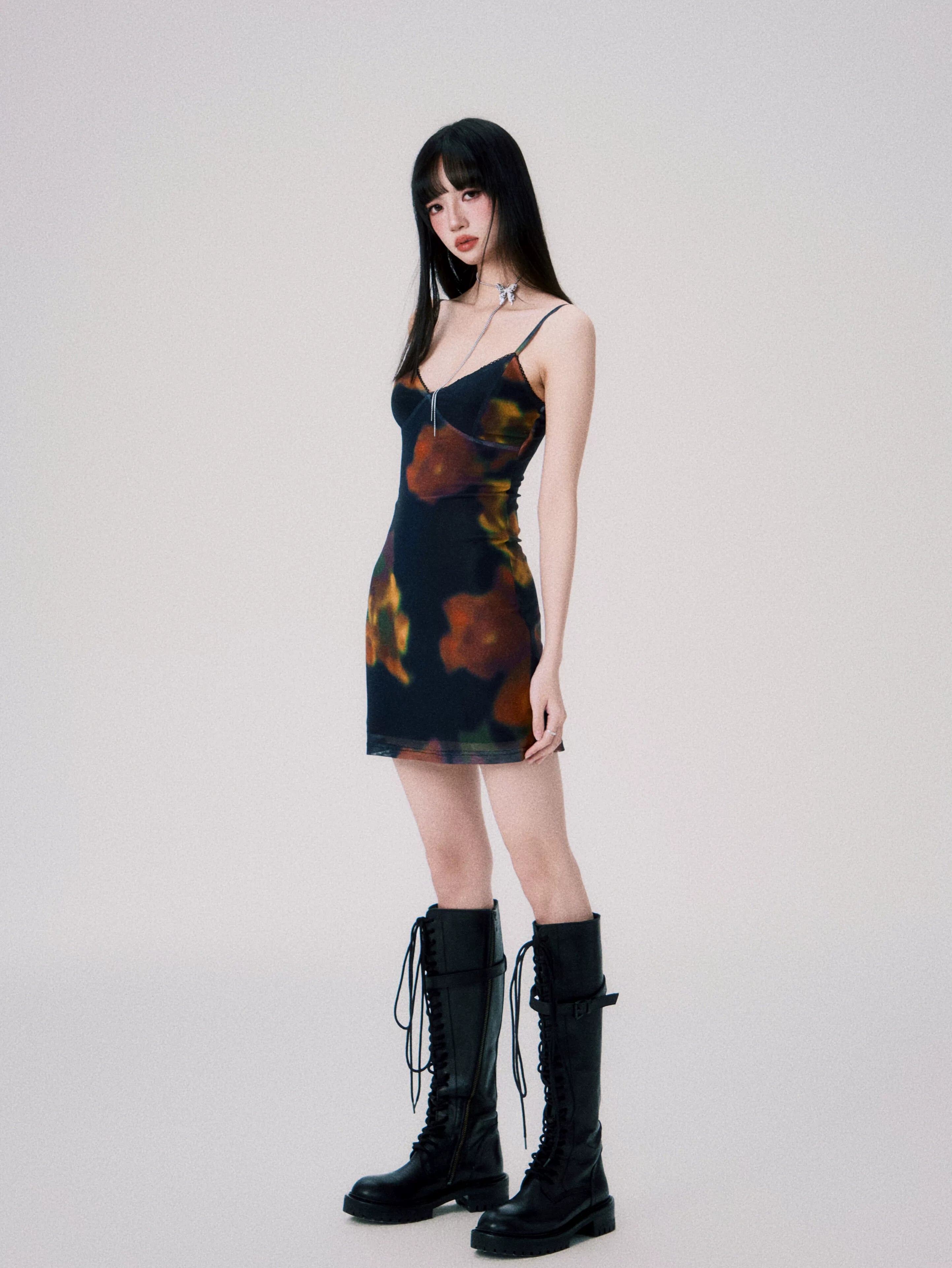 Vintage Printed Spaghetti-Strap Dress