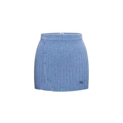 Iris Blue Knitted Bodycon Mini Skirt