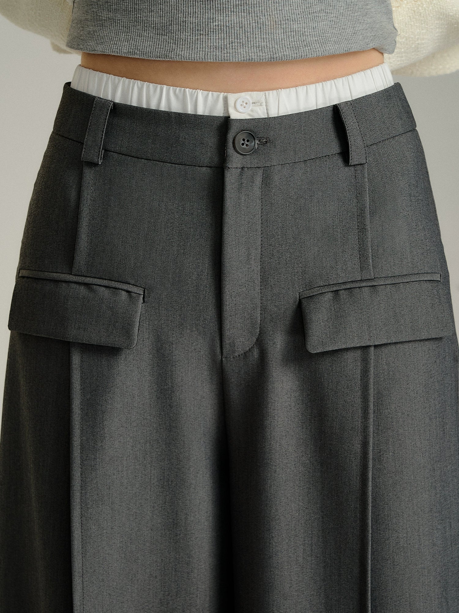 Black &amp; Gray Center Seam Wide-Leg Pants