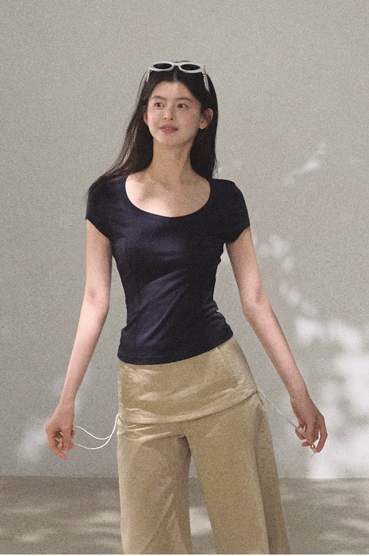 Radiant Muse Lyocell U-Neck Slim-Fit T-Shirt