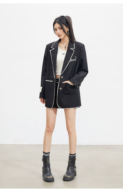 Contrast Fringe Blazer