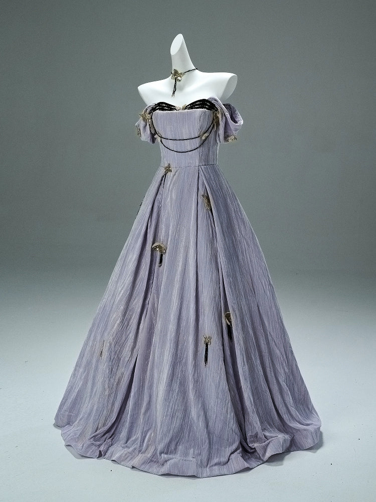 Opulent Lavender Smoke Couture Gown