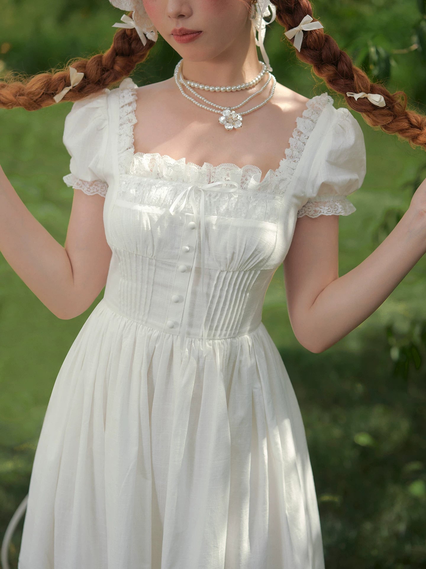 Pure White Cinderella Square-Neck Princess Dress