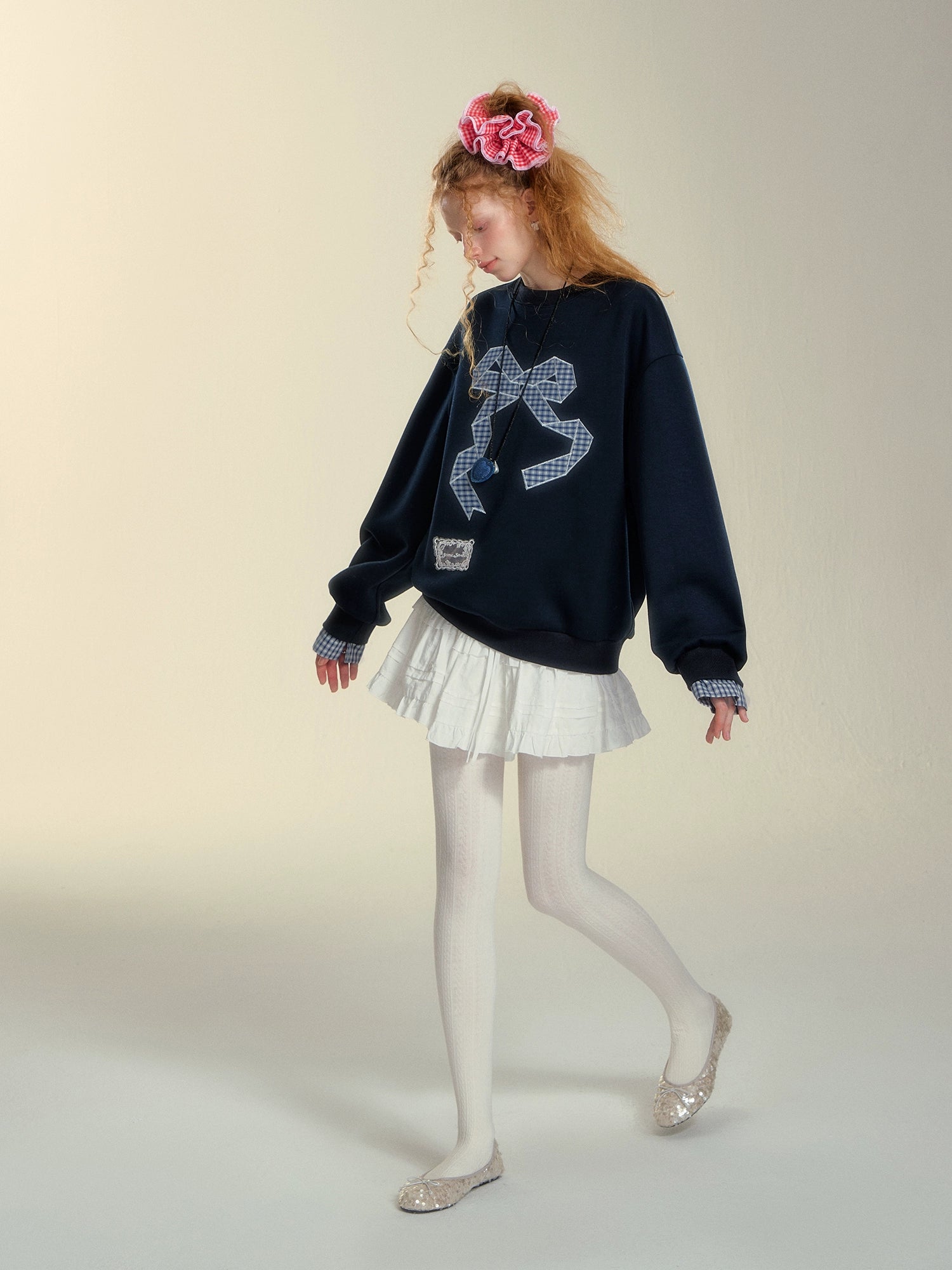 Embroidered Origami Bow Sweatshirt