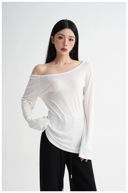 Waist-Cinching Fitted Long Sleeve T-Shirt