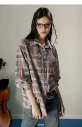 Brown & Blue Plaid Shirt Jacket - CHINASQUAD