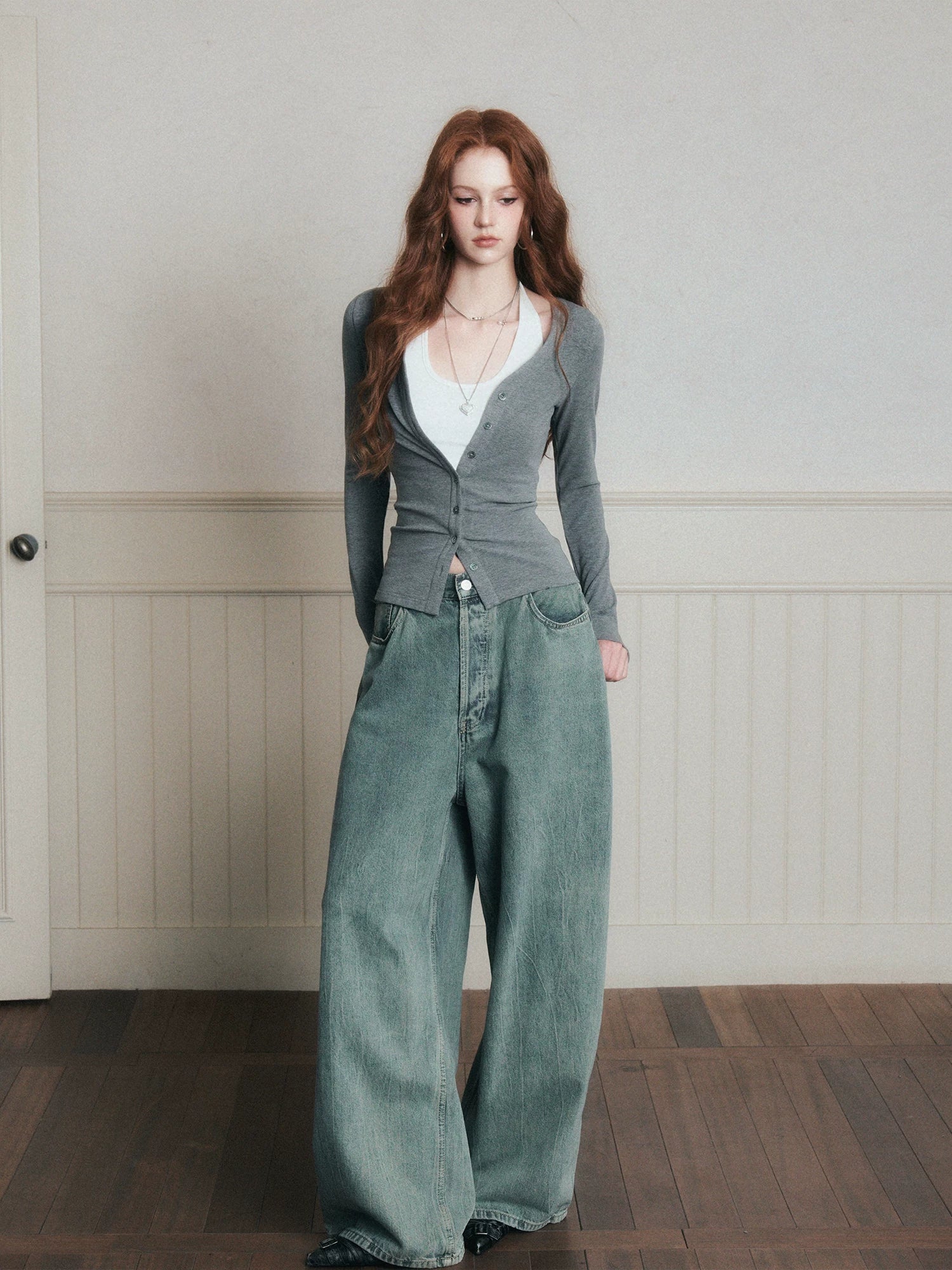 Layered Halter Camisole &amp; Knit Cardigan Set