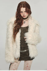 (Final Sale) Furry Long Collar Faux Fur Coat - CHINASQUAD