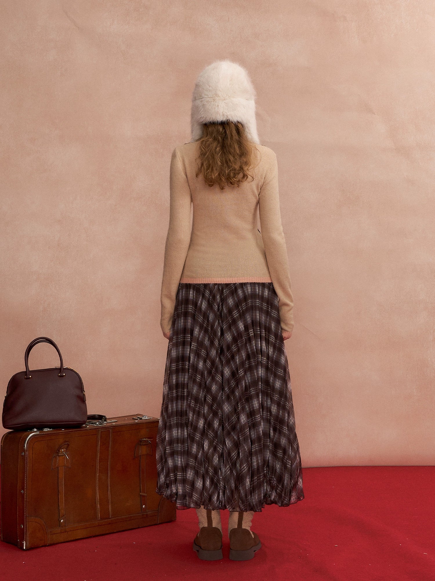 Contrast-Layered Long-Sleeve Knit Turtleneck