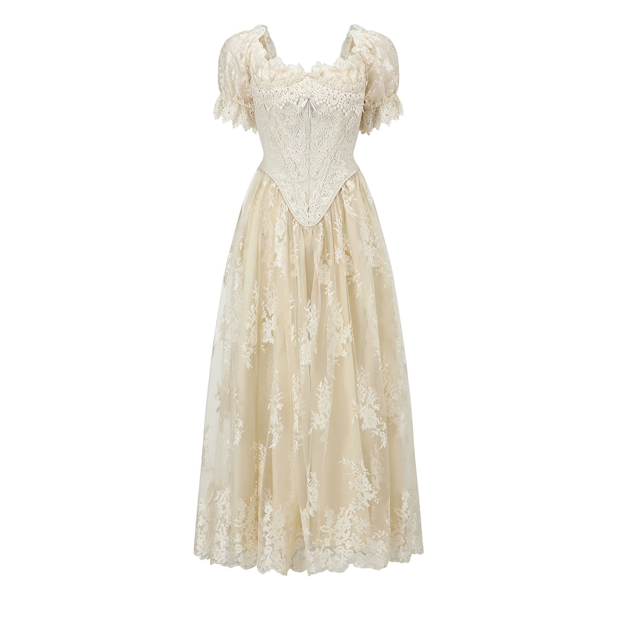 Candlelit Tears Antique Lace Corset Wedding Dress