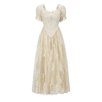 Candlelit Tears Antique Lace Corset Wedding Dress