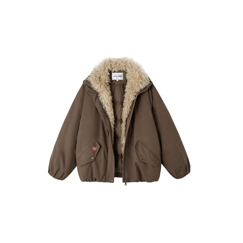 Detachable Faux Fur Collar Parka Down Jacket