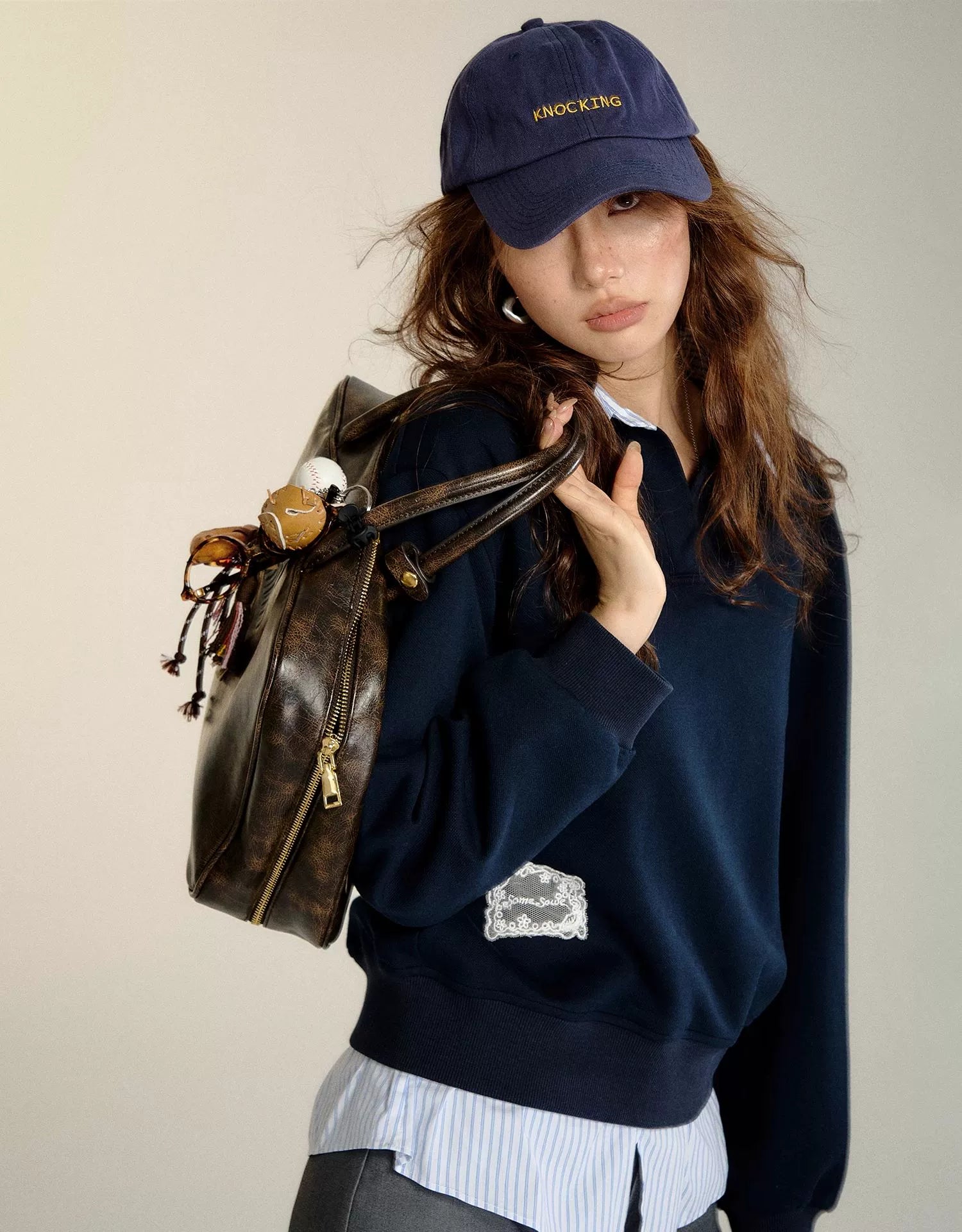 Navy Blue Aux Two-piece Sweatshirt