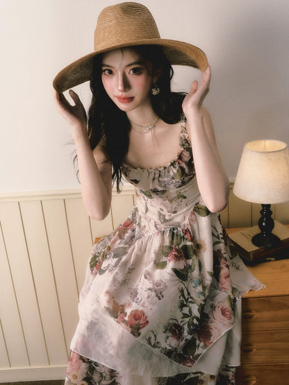 Square Neck Floral Dress